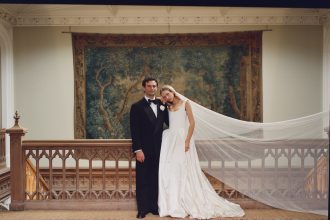 The Bride Carried a Handmade Silk Flower Bouquet for Her Ancestral Castle Wedding in Ireland