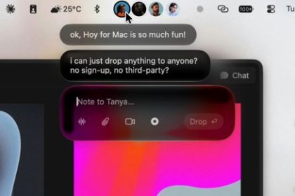 Hoy combines AirDrop, Loom, and voice messages in the Mac menu bar
