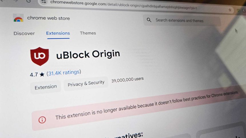 Microsoft Edge is about to lose uBlock Origin, too