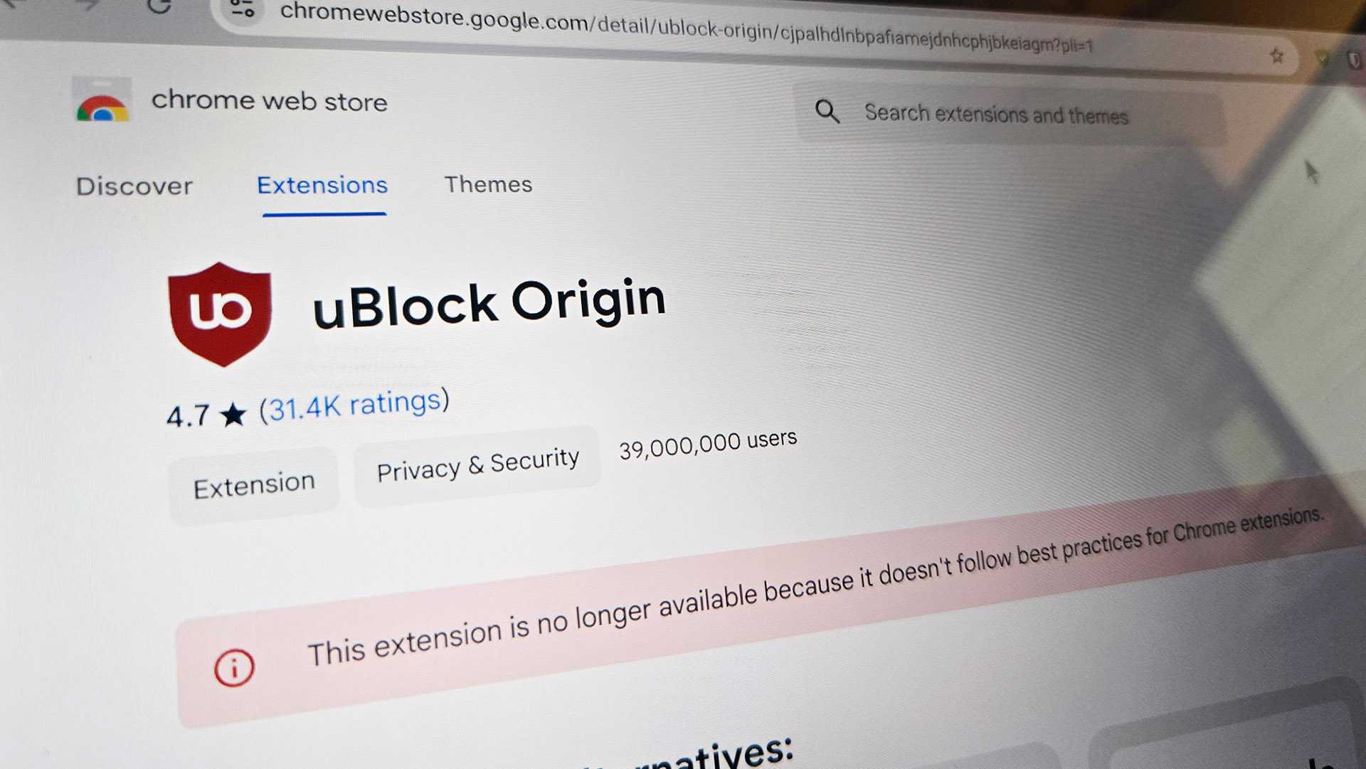 Microsoft Edge is about to lose uBlock Origin, too