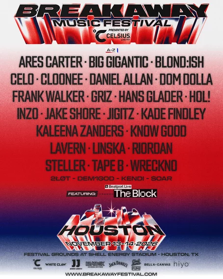 Breakaway closes its biggest year in Houston with Dom Dolla, GRiZ, Cloonee, and Tape B