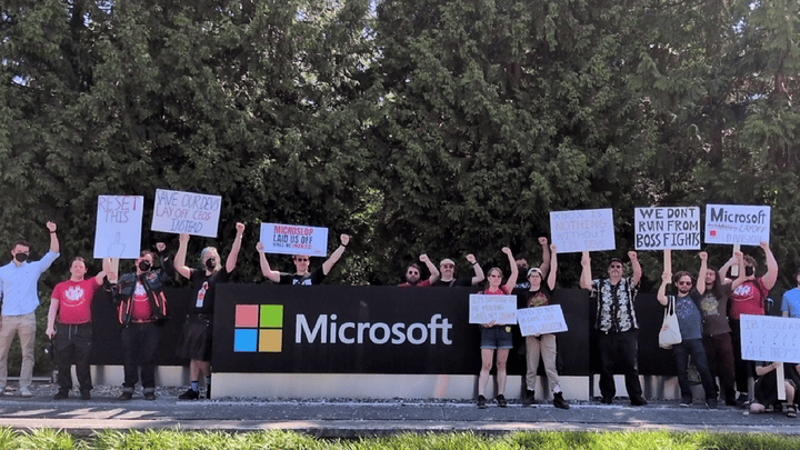 Hundreds of union workers rally across North America to protest Xbox layoffs