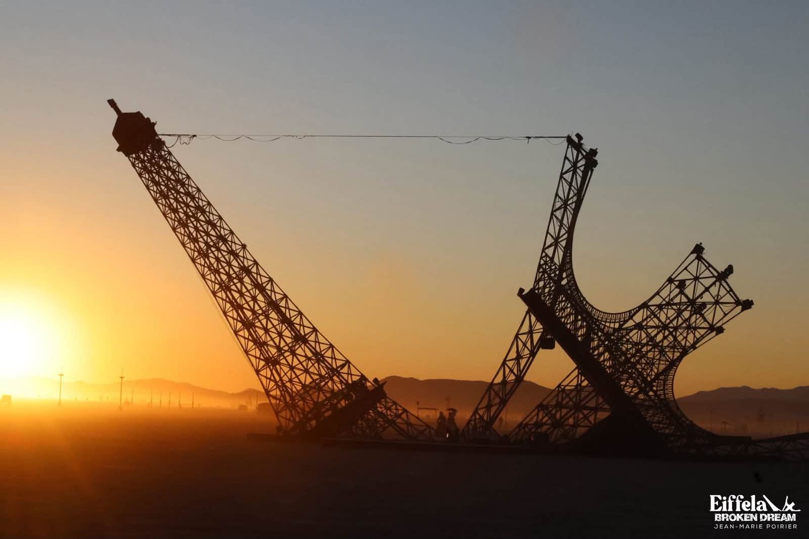 Broken Eiffel Tower Turns Heads at Burning Man 2026