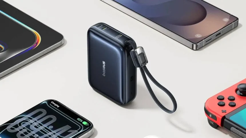 This pocket-sized power bank drops to $30 with a built-in charging cable
