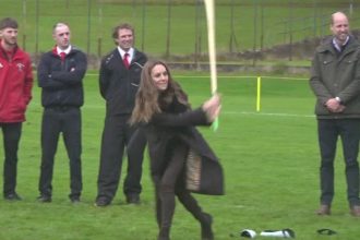 William and Kate take swing at Shinty: ‘Try again!’