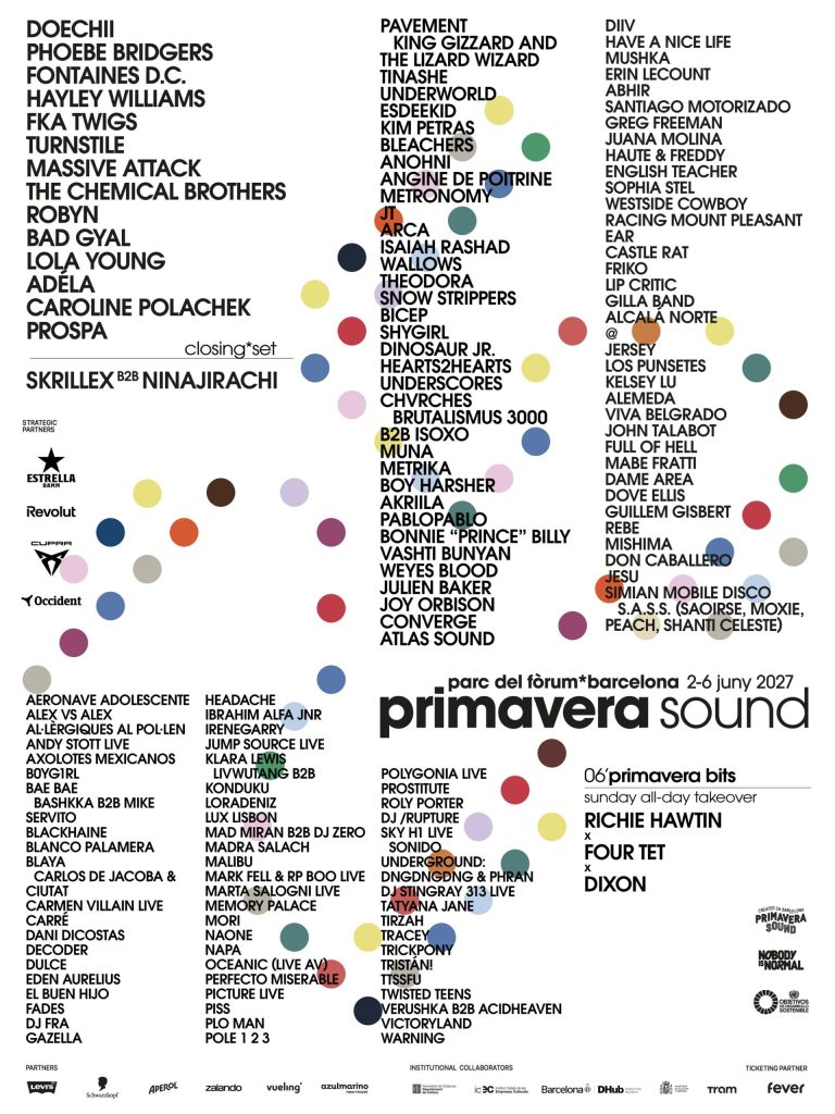 Primavera Sound 2027: Skrillex, Hawtin, Four Tet, Dixon Set