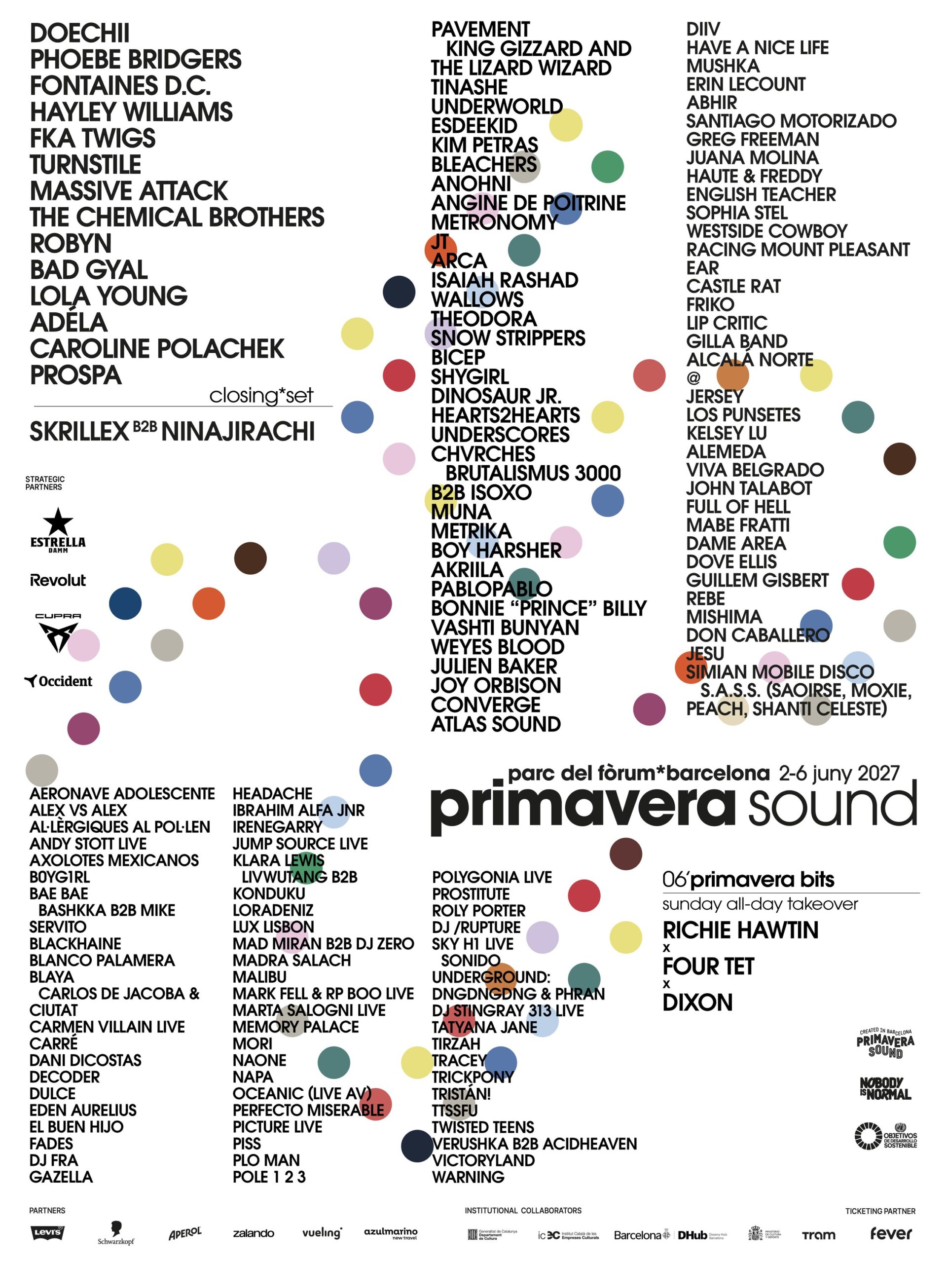 Primavera Sound 2027: Skrillex, Hawtin, Four Tet, Dixon Set