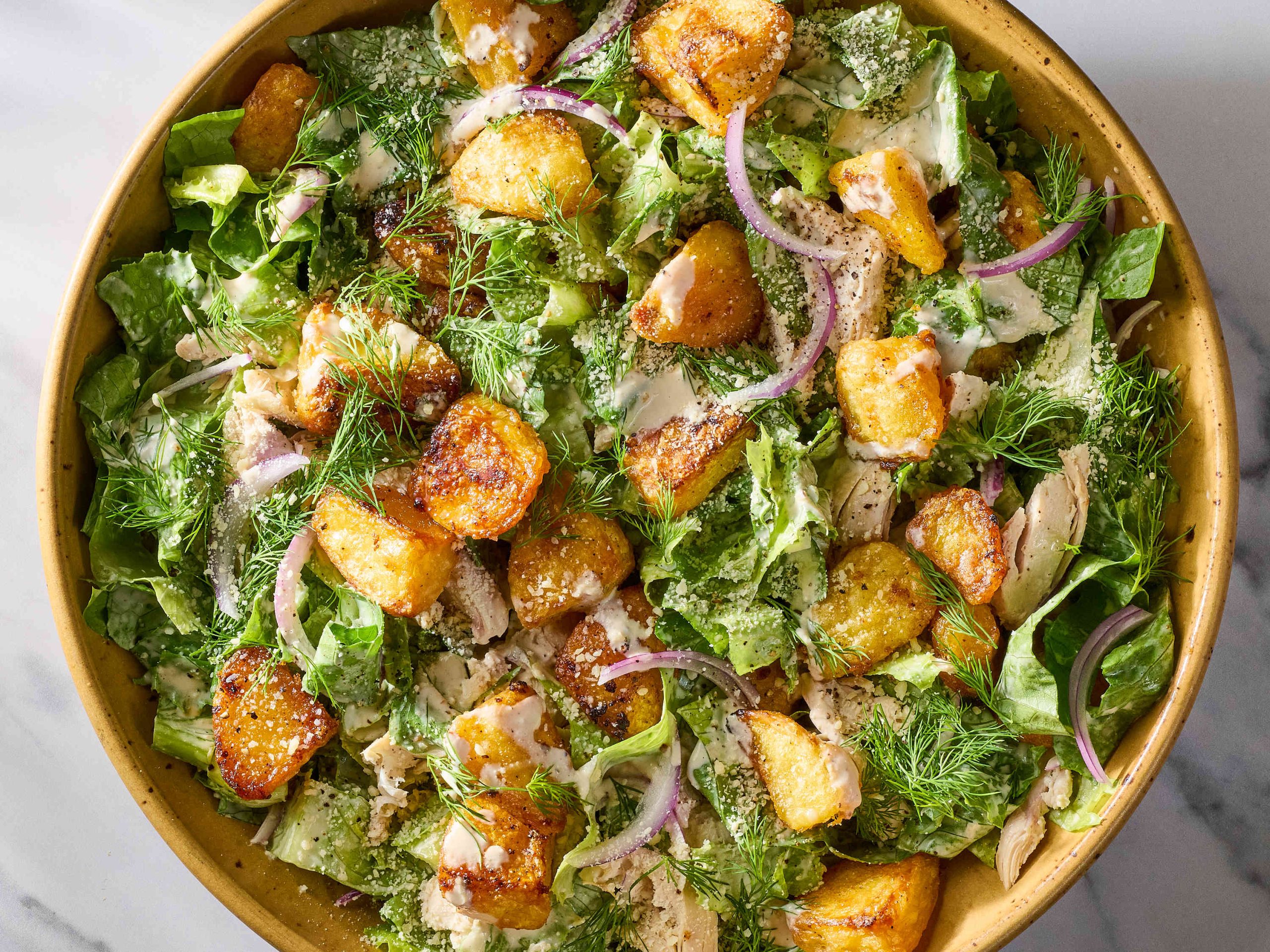 Crispy Potato Caesar Salad