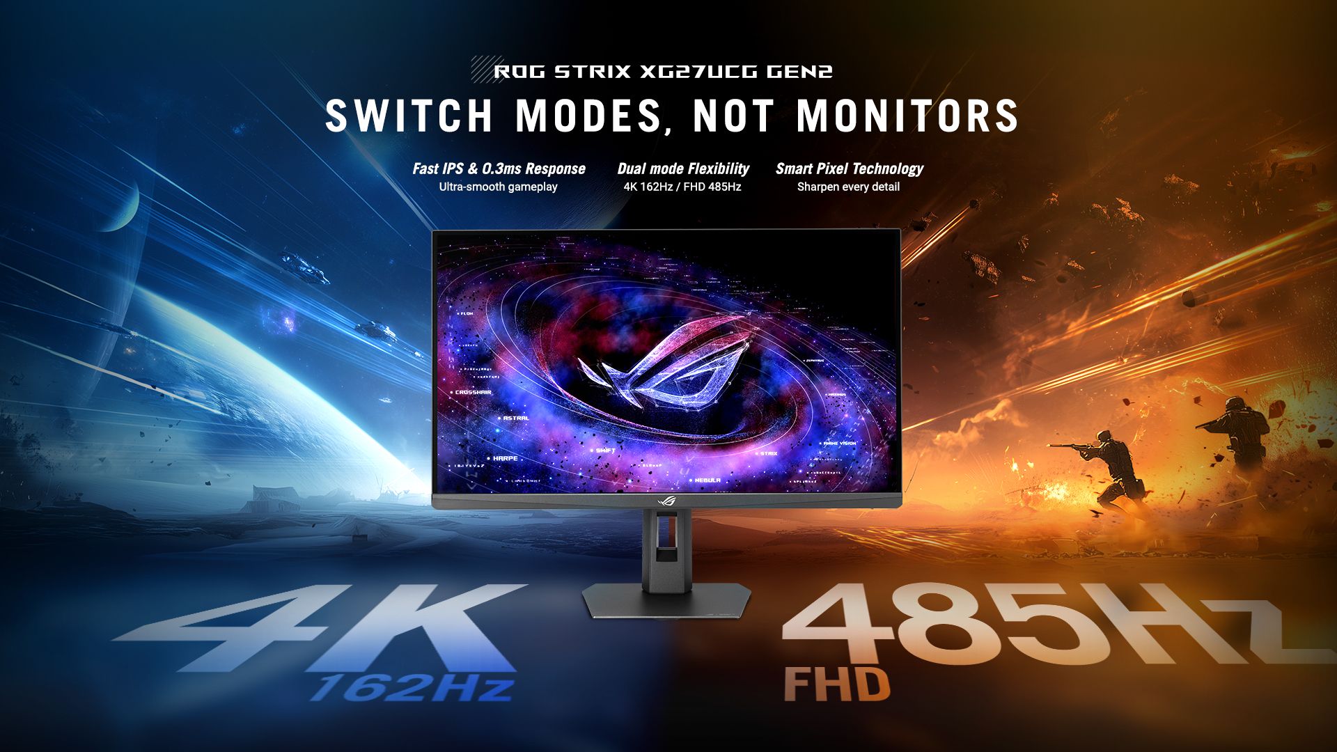 ASUS’s dual-mode monitor is $319 with 4K at 162Hz or 1080p at 485Hz
